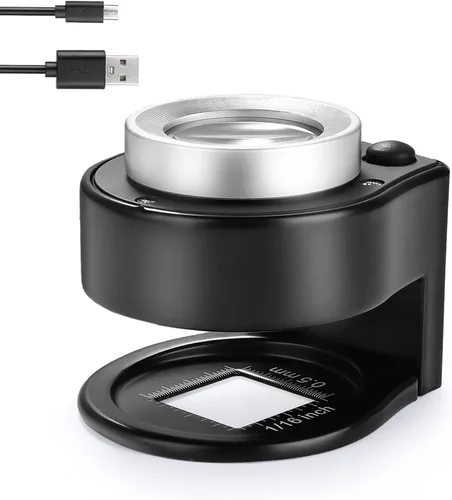 Lupa de monedas 30X, recargable por USB, 6 luces, lupa portátil de metal, lupa de costura, lupa de costura para textiles, herramientas ópticas,