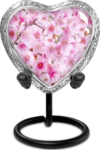 Miniatura 13 de Urna de flor de cerezo rosa para cenizas para mujeres, urnas de cremación grandes para mujeres adultas, urna funeraria conmemorativa para cenizas