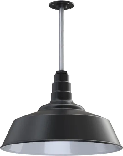 Miniatura 72 de Steel Lighting Co. Manhattan Warehouse Light Lámpara colgante montada en el techo Cúpula de 20 pulgadas Montaje al ras Luz de granero