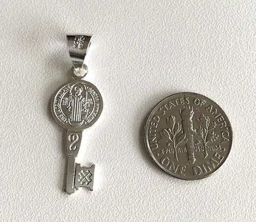Miniatura 2 de LLAVE DE SAN BENEDICTO PLATA 925 PLATA 925 MEDALLA DE SAN BENITO LLAVE, plateado