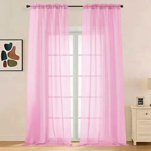 Miniatura 114 de LIVEKID Cortinas traslúcidas negras de cocina de 36 pulgadas de largo, cortinas cortas filtrantes de luz, 2 paneles de gasa aireada, texturizadas