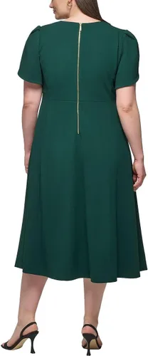 Miniatura 3 de Calvin Klein Vestido Shealth de manga corta con cuello redondo y tulipán para mujer