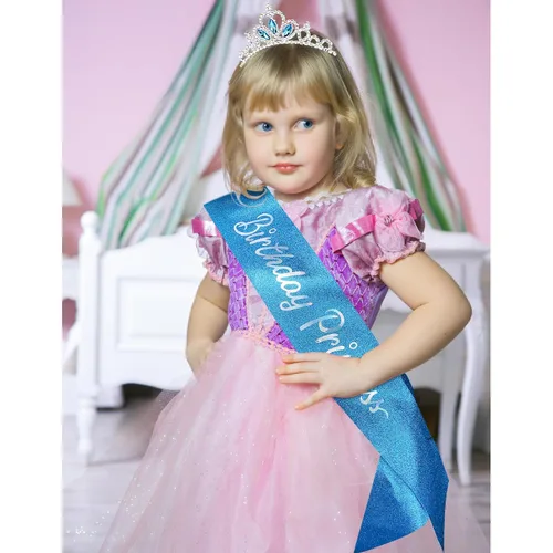 Miniatura 5 de COCIDE Kit de bandas y tiaras de princesa de cumpleaños, coronas y tiaras rosas para mujeres y niñas, banda con purpurina, juego de decoraciones