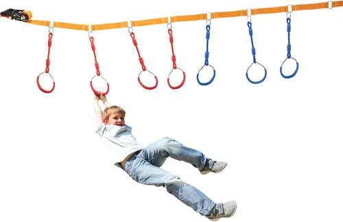 Miniatura 4 de Anillo ninja para fitness, anillo de gimnasia, barra de escalada, entrenamiento al aire libre, patio trasero, juegos de equipo de entrenamiento, Rojo