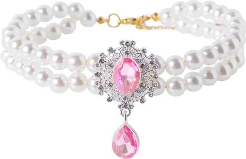 Collar de perlas de 2 filas para gatos, collar de perlas para perros, collares de diamantes de imitación para perros pequeños, accesorios de collar