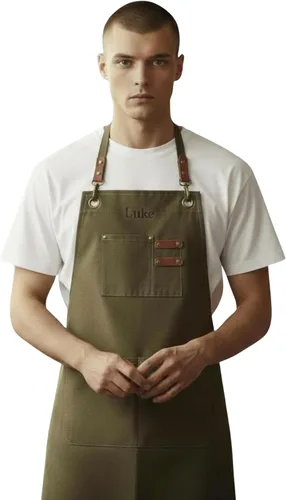 Miniatura 6 de Delantal de chef de lona personalizado, delantal unisex para mujeres y hombres, delantal para pintar, hornear artistas
