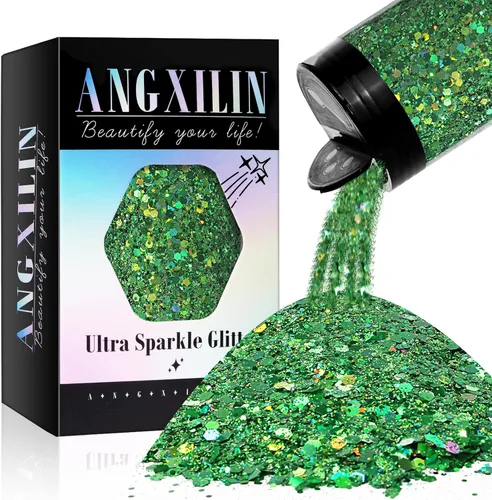 Miniatura 13 de Purpurina artesanal mixta holográfica gruesa y fina, 190g/6.7oz a granel, lentejuelas láser para arte de uñas, cara y cuerpo, para hacer joyas