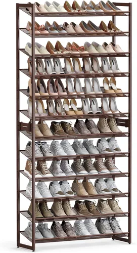 Miniatura 22 de SONGMICS ULMR03A organizador de zapatos con 3 estantes de metal apilables en dos posiciones (plano e inclinado) para armario, habitación o entrada