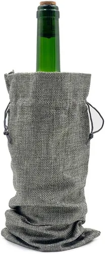 Miniatura 4 de 10 bolsas de vino de arpillera, bolsas de regalo de lino reutilizables con cordón para botellas de licor, bolsas de champán para degustación de Gris