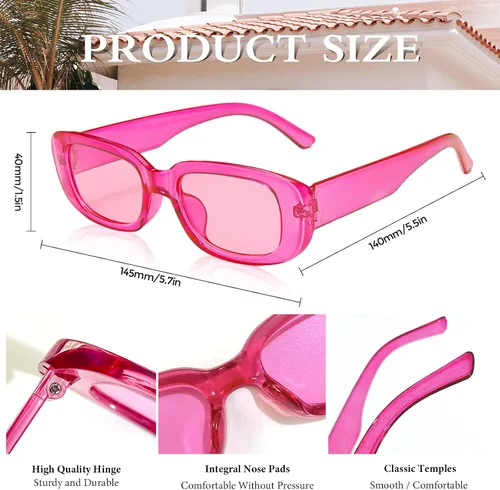 Miniatura 6 de SUNOVELTIES Paquete de 10 lentes de sol rectangulares para mujer, lentes cuadrados angostos retro de los años 90, estéticos vintage, Uniex