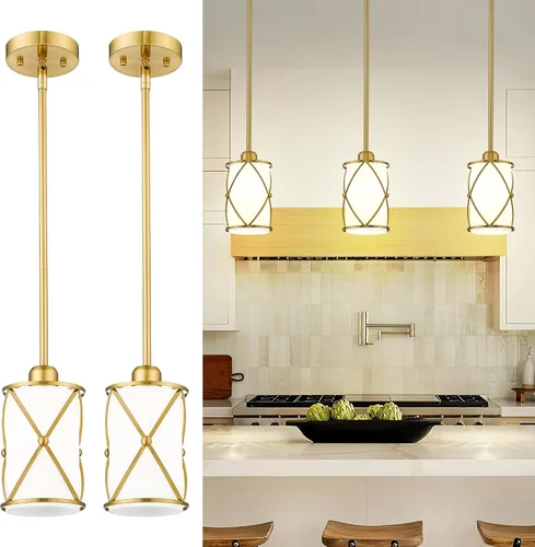 Miniatura 22 de CH9176BK-3PK - Luces colgantes de cristal para isla de cocina, paquete de 3, iluminación colgante de cocina negra sobre la isla con varilla, moderna