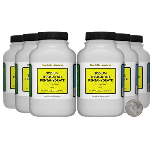 Miniatura 11 de Tiosulfato de sodio pentahidrato [Na2S3O3.5H2O] Cristales de grado AR 99% 1 Lb en dos botellas