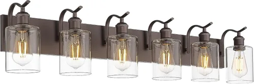 Miniatura 40 de Lámpara de tocador de baño de 3 luces, aplique de pared de níquel cepillado, lámpara de baño moderna con vidrio transparente, VL01BN-3 Níquel