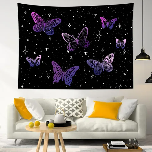 Miniatura 5 de HVEST Tapiz de lobo, tapiz de bosque psicodélico, tapiz para colgar en la pared, tapices de luna, animales salvajes, decoración de habitación, manta