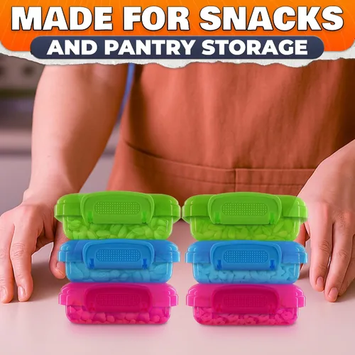 Miniatura 8 de 6 recipientes de aperitivos con tapa con tapa – Contenedores pequeños de almacenamiento de 4.6 onzas – Aptos para microondas y lavavajillas, 2 clips