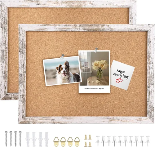 Miniatura 17 de Tablón de anuncios de fieltro gris, 14.2 x 10.2 pulgadas, tablones de anuncios decorativos para colgar en paredes con marco de madera rústica