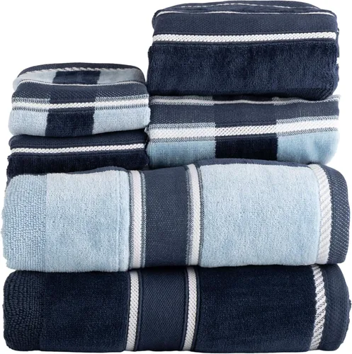 Lavish Home Juego de toallas de baño de 6 piezas, accesorios de baño 100% algodón de 525 GSM, 2 toallas de baño, 2 paños de mano y 2 paños de