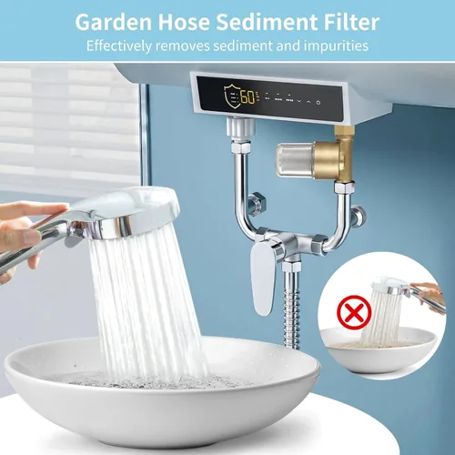 Miniatura 2 de yeesport Filtro de sedimentos para manguera de jardín, filtro de agua en línea, filtro de agua a máquina para calentador de agua eléctrico, ducha