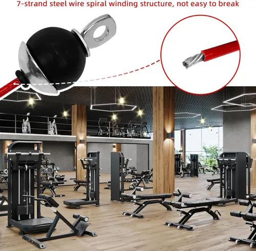 Miniatura 4 de Cables de repuesto para gimnasio en casa, cable de polea de fitness, cable de repuesto para máquina de pesas con bola de tapón Longitud fija roja