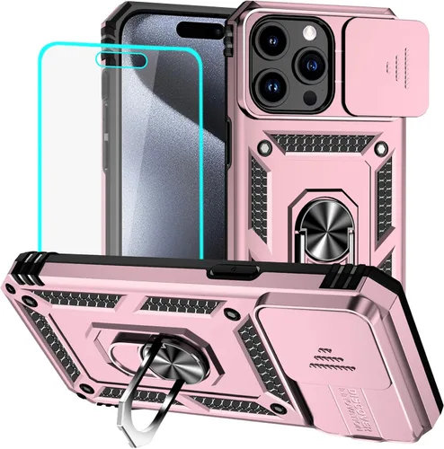 Miniatura 23 de HNHYGETE Funda para iPhone XR con protector de pantalla HD: [grado militar de 20 pies probada en caídas] Funda protectora para cámara deslizante a