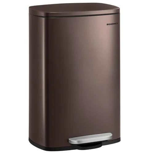 Miniatura 13 de SONGMICS Bote de basura de 13 galones (50 litros), cubo de basura de cocina de acero inoxidable, cubo de basura para reciclaje o basura, cierre Azul