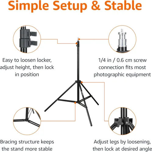 Miniatura 2 de Amazon Basics Soporte de trípode de fotografía de aluminio ligero con estuche - 2.8 - 6.7 pies, negro