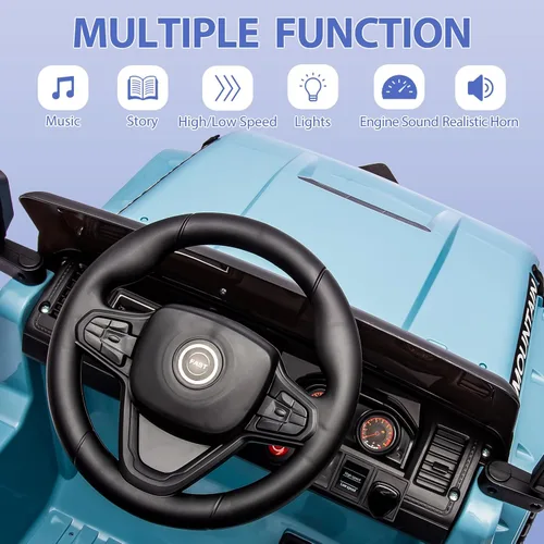 Miniatura 5 de Hetoy Camión para niños, auto eléctrico alimentado por batería de 12 V con control remoto para padres, suspensión de resorte, 3 velocidades, luces