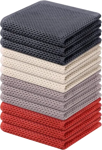 Miniatura 107 de Kitinjoy - Paños de cocina de 100 % algodón, tela de tejido gofrado, paño de limpieza ultrasuave, absorbente y de secado rápido. Gris Oscuro