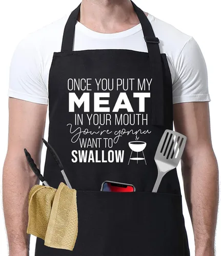 Miracu Delantales divertidos de cocina para hombres esposo - Regalos divertidos de Navidad, cumpleaños para el mejor amigo de los hombres, regalos
