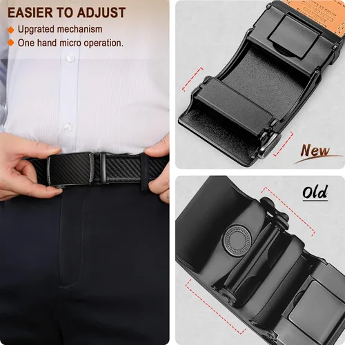 Miniatura 5 de BULLIANT - Cinturón con diseño ajustable de trinquete deslizante para hombre para usar con pantalón de vestir Oxford