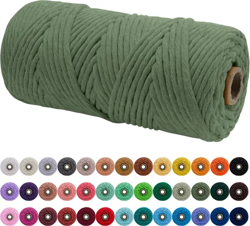 Miniatura 32 de JeogYong Cordón de macramé de un solo hilo 2mm x 164 yardas (492 pies) Cuerda de algodón suave, hilo de macramé 2 mm, suministros de macramé