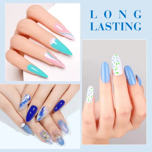 Miniatura 3 de CANNI - Juego de esmalte de uñas en gel azul de 6 colores 9ML Baby Royal Light Blue – Esmalte de uñas en gel inspirado en el océano Acuario