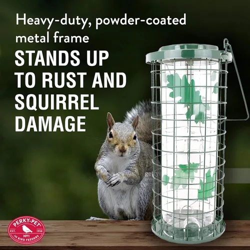 Miniatura 6 de Perky-Pet Comedero para pájaros de ardilla de 114G, a prueba de ardillas, para exteriores, decoración de jardín al aire libre Verde