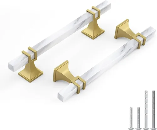 Miniatura 26 de Haliwu Paquete de 5 tiradores de gabinete con barra en T negra y dorada de 3 pulgadas, tiradores de puerta para armarios de cocina, manijas de zinc