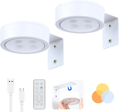 Miniatura 13 de Paquete de 2 luces inalámbricas para cuadros de pared, luz para cuadros recargable que funciona con batería con control remoto, luz regulable