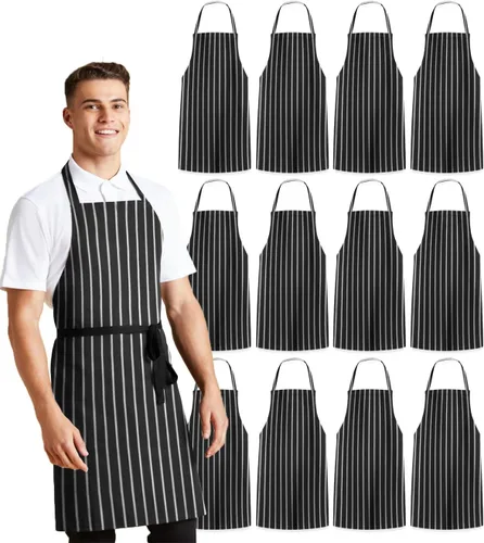 Miniatura 16 de Avalon Kitchen Aprons for Men - 100% Polyester Chef Apron Women with Extra Long Ties - Cooking Aprons for Women & Mens Apron Blanco