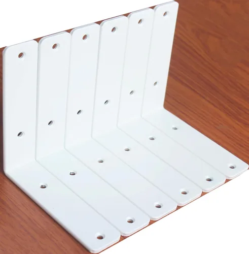 Miniatura 77 de Paquete de 12 soportes de estante en L de 8 pulgadas de largo x 6 pulgadas de alto x 1.5 pulgadas de ancho, 5 mm de grosor, soporte de estante en L