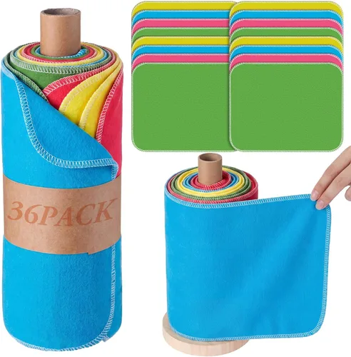 Miniatura 7 de Paquete de 36 paños de limpieza reutilizables de algodón lavables de flores brillantes para el hogar (color nitid)