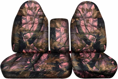 Miniatura 8 de Cubiertas para asiento de camioneta con diseño de camuflaje para 2001-2003 Ford F-150 (Asiento dividido 40/60 frontal) con consola, descansacabezas