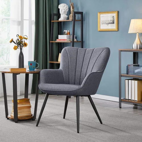 Miniatura 5 de Yaheetech Silla de comedor, 2 piezas, reposabrazos de tela, sillas de restaurante, sillas de recepción de hotel, silla de ocio, sofá, silla lateral