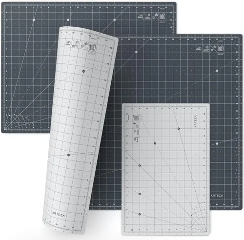 Miniatura 6 de Arteza Tapete de corte rotativo autorreparable, 12" x 18" (30.5cm x 45.7cm) con cuadrícula y superficie antideslizante para tela, papel, vinilo