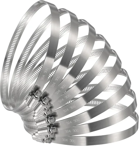 Miniatura 7 de Boao 4 abrazaderas de conducto de acero inoxidable 304 ajustables de 10 pulgadas para tubería, enfriador intermedio, fontanería, tubo y línea