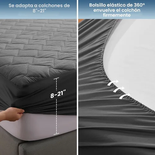 Miniatura 7 de SLEEP ZONE Protector de Colchón Impermeable Almohadilla Twin Lavable a Máquina, Cubrecolchón Transpirable con Bolsillos Profundos, Uso en Todas