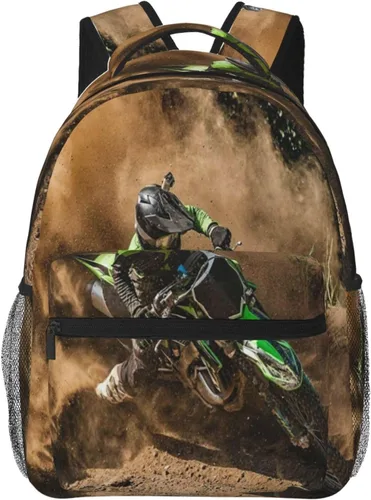 Miniatura 2 de Mochila de motocross para niños, niñas y hombres, mochila de viaje para computadora portátil casual, mochila universitaria de regreso a la escuela