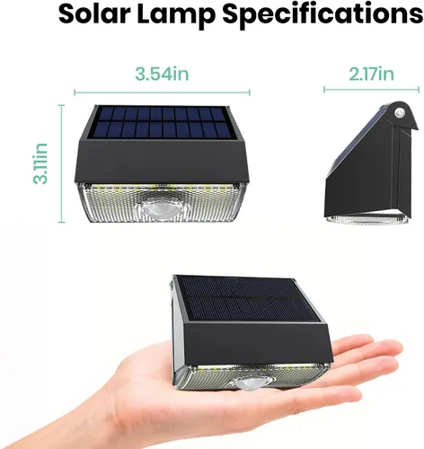 Miniatura 3 de Luz solar para valla de exterior, 4000K 3000K, luces de pared solares con sensor de movimiento, 1000 lm, luces solares pequeñas para valla