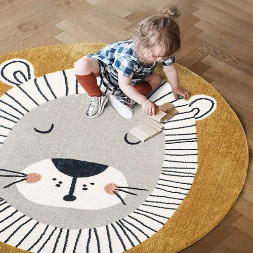 Miniatura 14 de Poowe Alfombra redonda con diseño de arco iris, colorida alfombra bohemia para niños, ultra suave, lavable, alfombra para habitación del cuarto