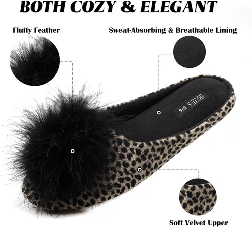 Miniatura 2 de Bctex Coll Pantuflas de terciopelo acogedoras, para mujer, con espuma viscoelástica, mullida, suela antideslizante, para el hogar y el dormitorio
