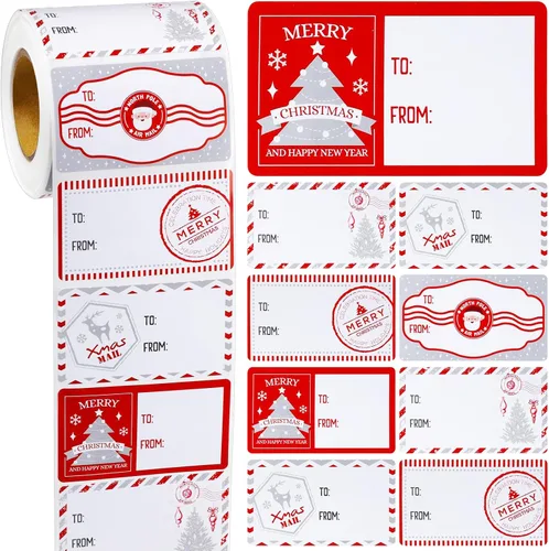 Outus 500 etiquetas de Navidad, etiquetas autoadhesivas de regalo para regalos de Navidad, etiquetas de nombre de Navidad, etiquetas para papel de
