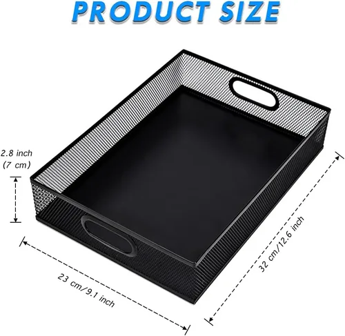 Miniatura 7 de Organizador de cajones de escritorio, bandeja de escritorio grande de malla metálica A4, juego de caja de almacenamiento versátil para suministros