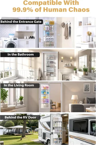 Miniatura 9 de ALLTIDYUP Organizador transparente para puerta, tela Oxford resistente, 50 libras, 5 estantes transparentes para colgar con 10 bolsillos para baño